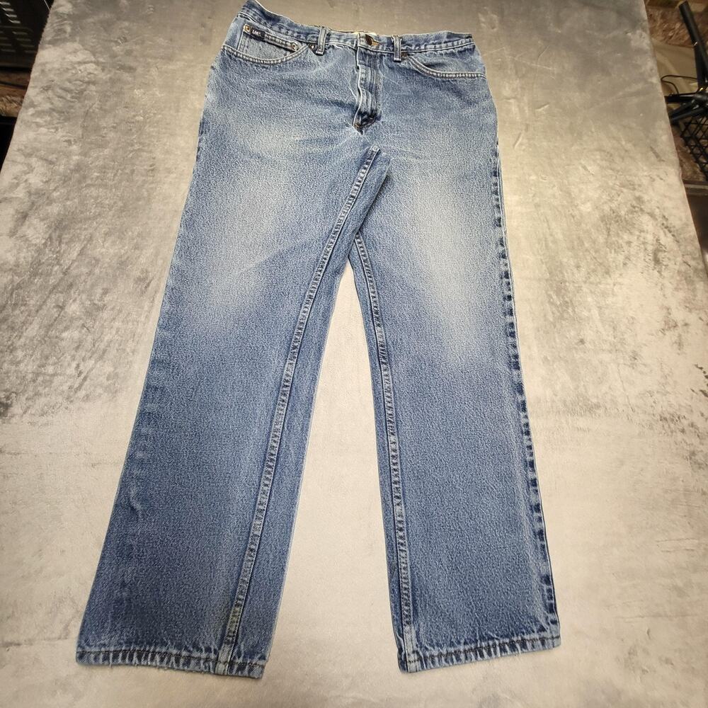 Lee Jeans Mens 36x31 Blue Regular Fit Straight Leg Light Wash Zip Fly 5-Pocket